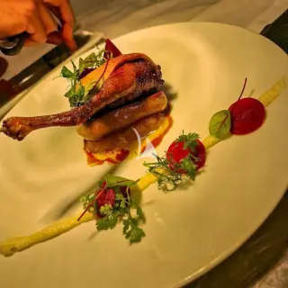 IMAGINE -  Roasted quail, beetroot gel & herb purée