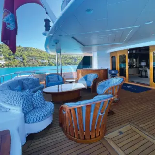 The main deck aft allows ample seating for those wanting a bit of fresh air closer to the water.