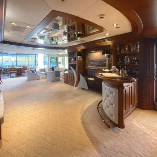 Perspective entering the sky lounge on Blue Moon's third deck.