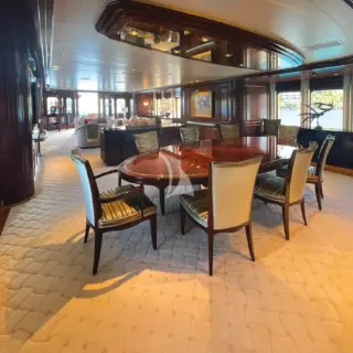The main deck offers formal dining adjacent to the main salon, and comfortably accommodates 12 guests.