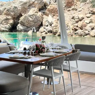 Aft deck dining area