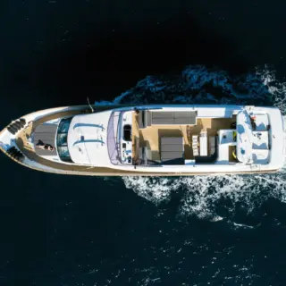 Talila - Flybridge from above whilst cruising