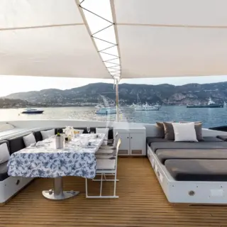 Dining and seating on the Flybridge