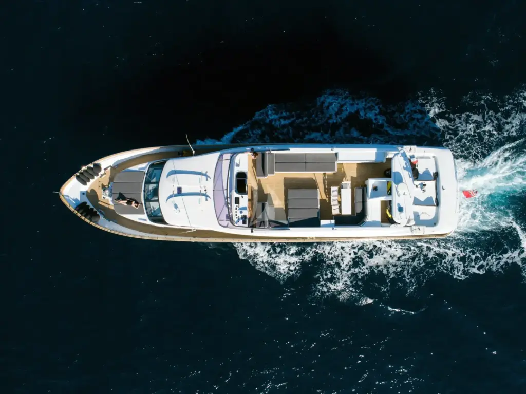 Talila - Flybridge from above whilst cruising