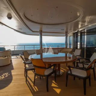 Aft seating / dining on Owner's deck