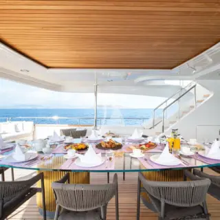 Upper deck dining side view