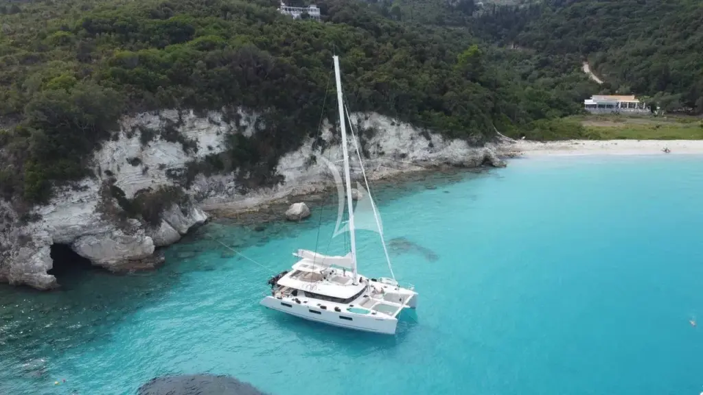 Grace in the beautiful turquoise waters in the Ionian