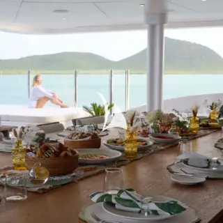 Upper deck aft dining table