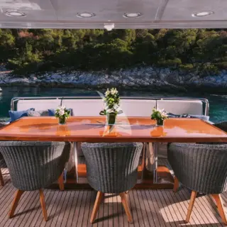 Aft deck dining area
