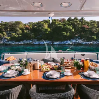 Aft deck dining area