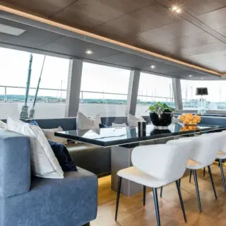 Dinning table in the saloon
