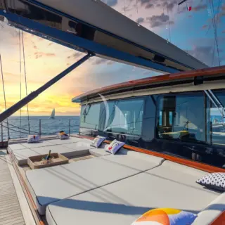 Miti One fore deck sunbathing area