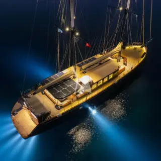 Miti One night view at anchor