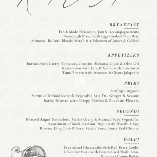 M/Y ROCKET ONE Menu