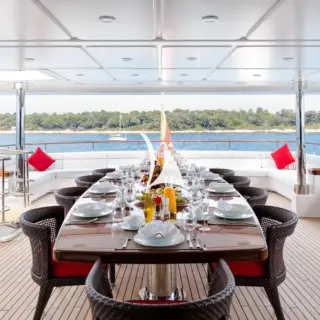 Upper aft deck dining area