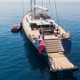 Swim platform at anchor
