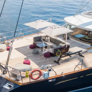 Shaded seating area to aft of main deck