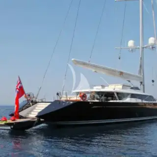 Aft side view of swim platform