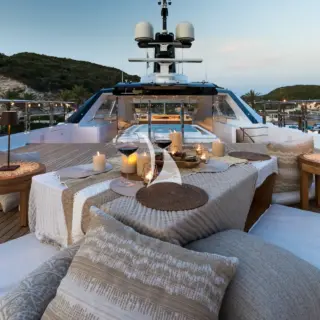Sundeck forward dinner set-up