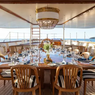 Al-fresco dining facing aft