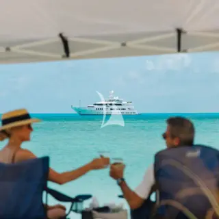 Beach Setup with NEVER ENOUGH on anchor