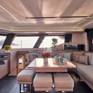 Main saloon with convertible dining table