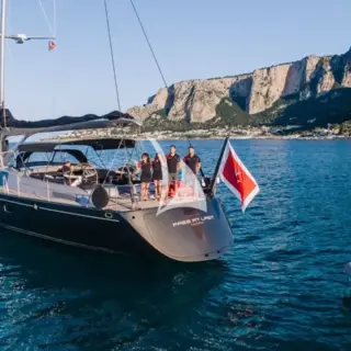 FREE AT LAST at anchor