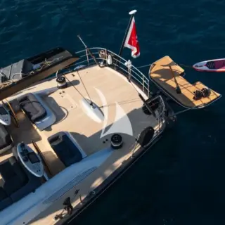 FREE AT LAST - At anchor, aft deck view