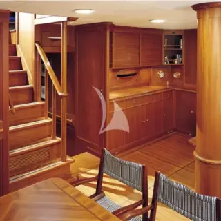 Stair access from main deck to lower deck