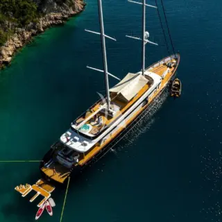Sun deck with awnings