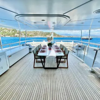 Upper deck aft - Dining table with sitting area  - deck 2