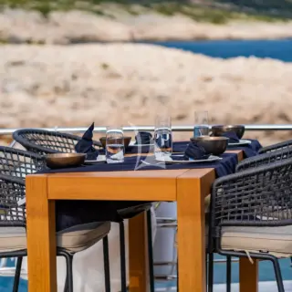 Card table for 4 on Flybridge 