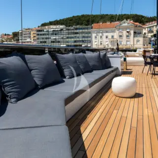 Lounge furnishings on sun deck