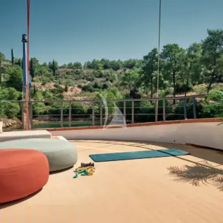 Sundeck yoga stretch in the morning.