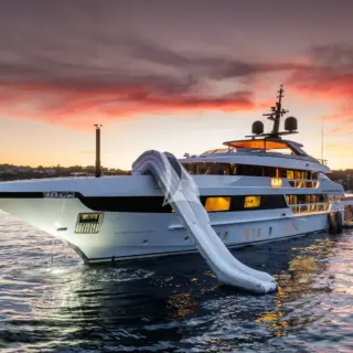 At anchor with water slide