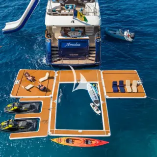 Inflatable swim platforms and jellyfish pool
