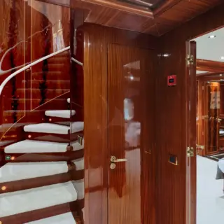 Stairway to lower deck