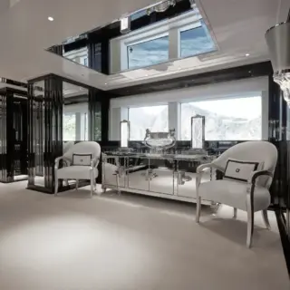 Main deck master cabin and private lounge