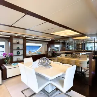 INSIEME - Main Salon Dining Table Looking Forward