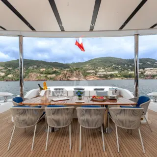 Main aft deck with dining