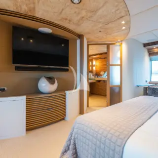 Master stateroom with Smart TV