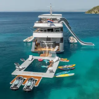 Swim platform and toys out