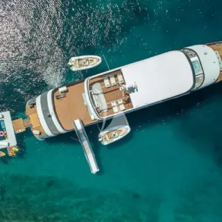 Aerial view of expansive decks