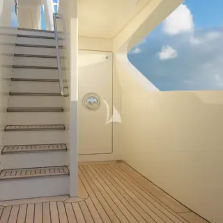 Stairs leading up to sun deck