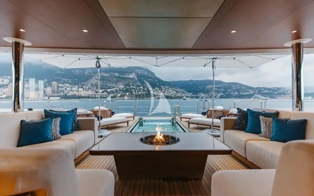 ALFA - Relaxing on main deck aft, with fire pit