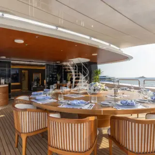 Stepping onto Bridge deck alfresco dining