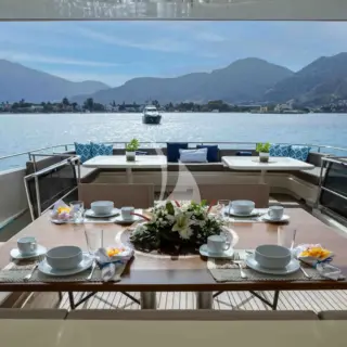 Fly Bridge Dining Area looking Aft