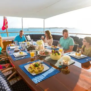 Lady J al fresco dining bridge deck aft