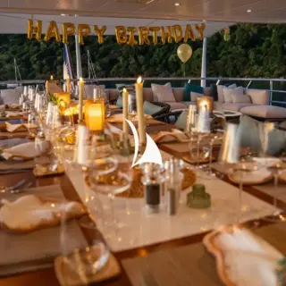 Bridge deck dining set up