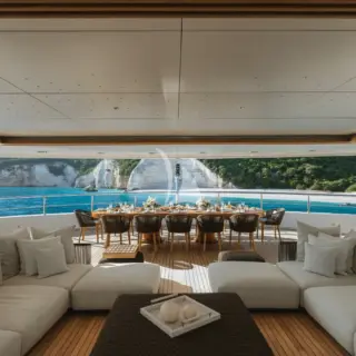 Upper deck aft dining and lounging area